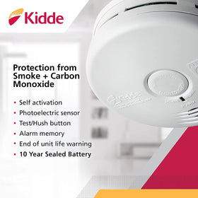 Kidde detector LED indicator flashes to confirm power and standby status.