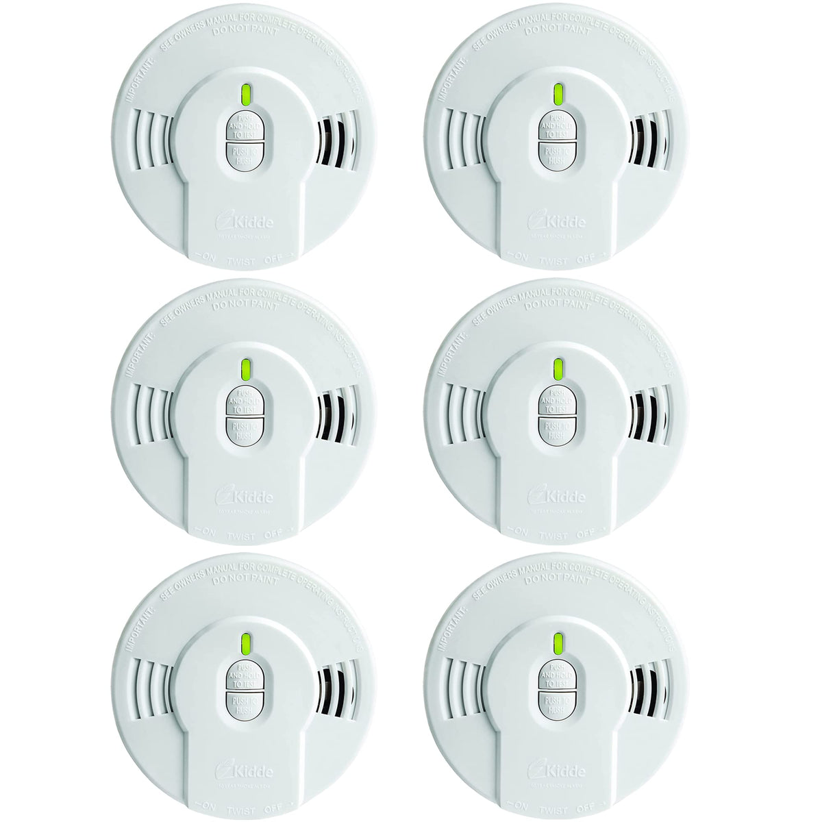 Kidde i9010 smoke detector with green power LED for reliable operation.