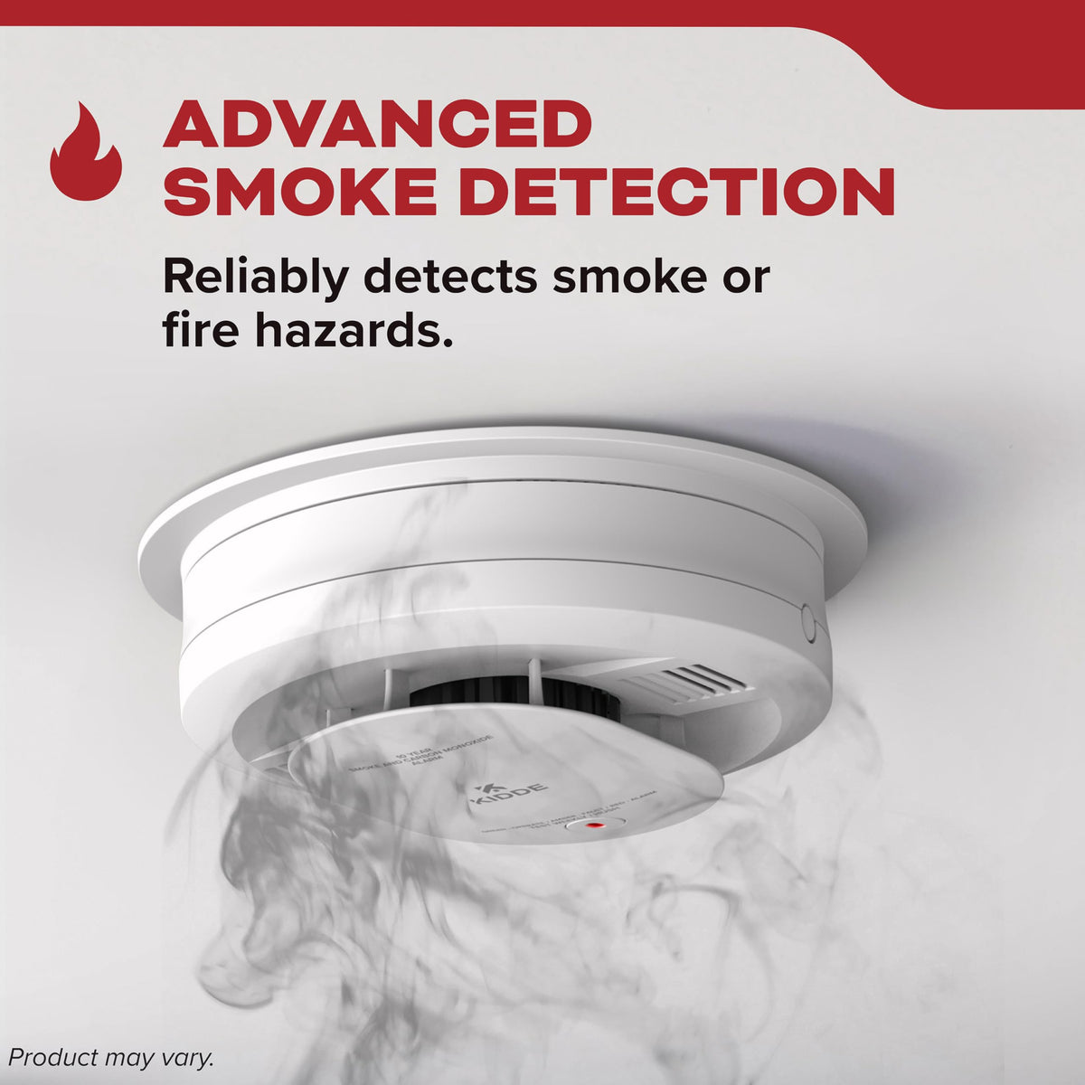 Kidde smoke detector 85db alarm captures attention with a powerful alert sound.