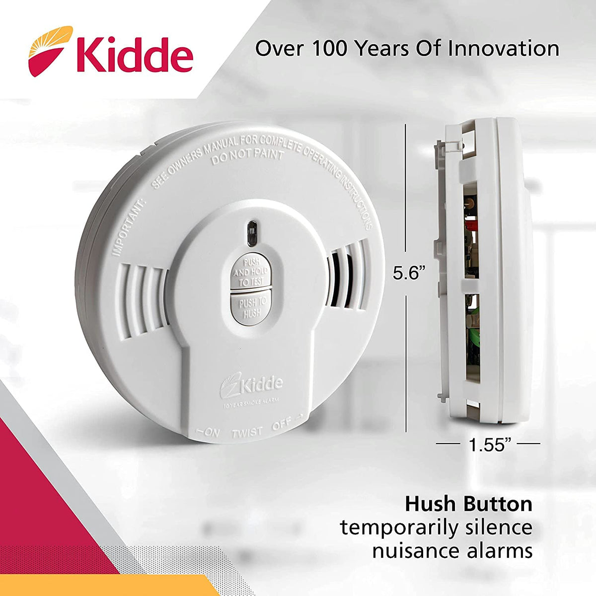 Kidde i9010 shows green power indicator during normal operation.