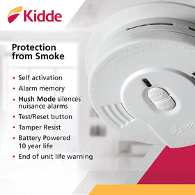 Kidde smoke detector installed without wiring for quick setup.