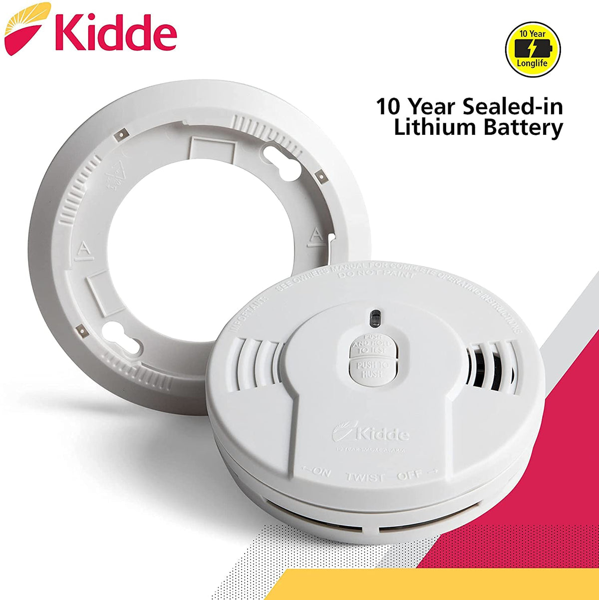 Kidde detector features tamper-resistant design for secure mounting.