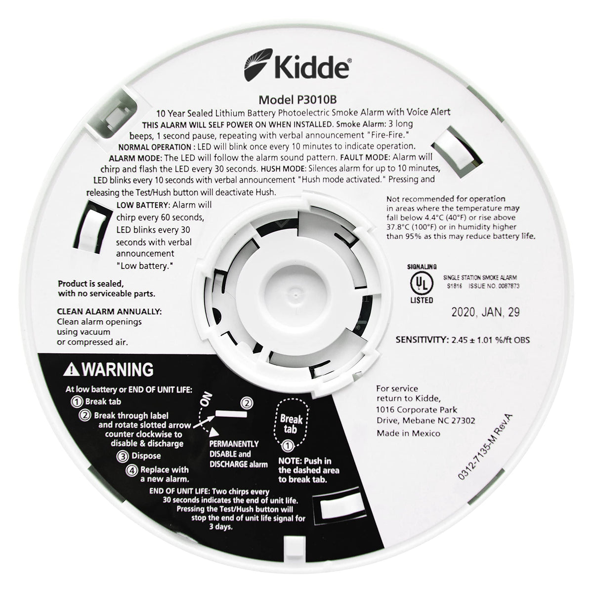 Kidde smoke detector test-hush button to test and silence nuisances