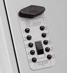 Kidde TouchPoint 30-key locker interior with hooks and key tags.