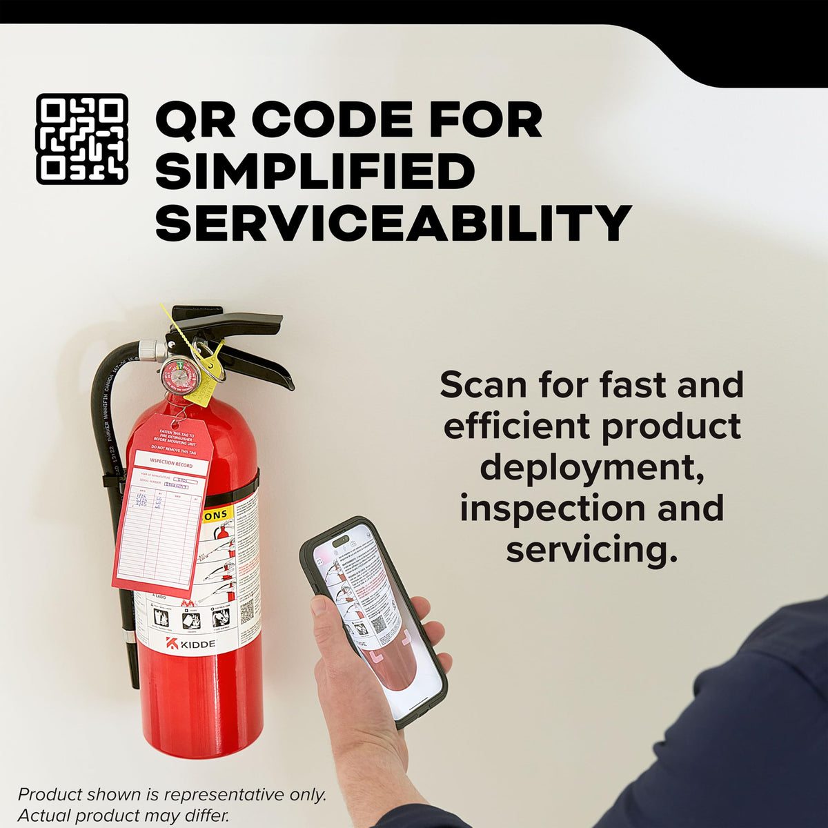 Kidde office extinguisher mounted on wall promotes ready safety in busy spaces.
