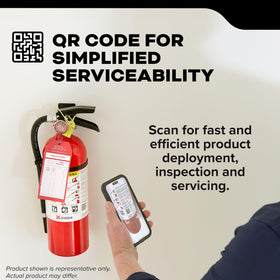 Kidde office extinguisher mounted on wall promotes ready safety in busy spaces.