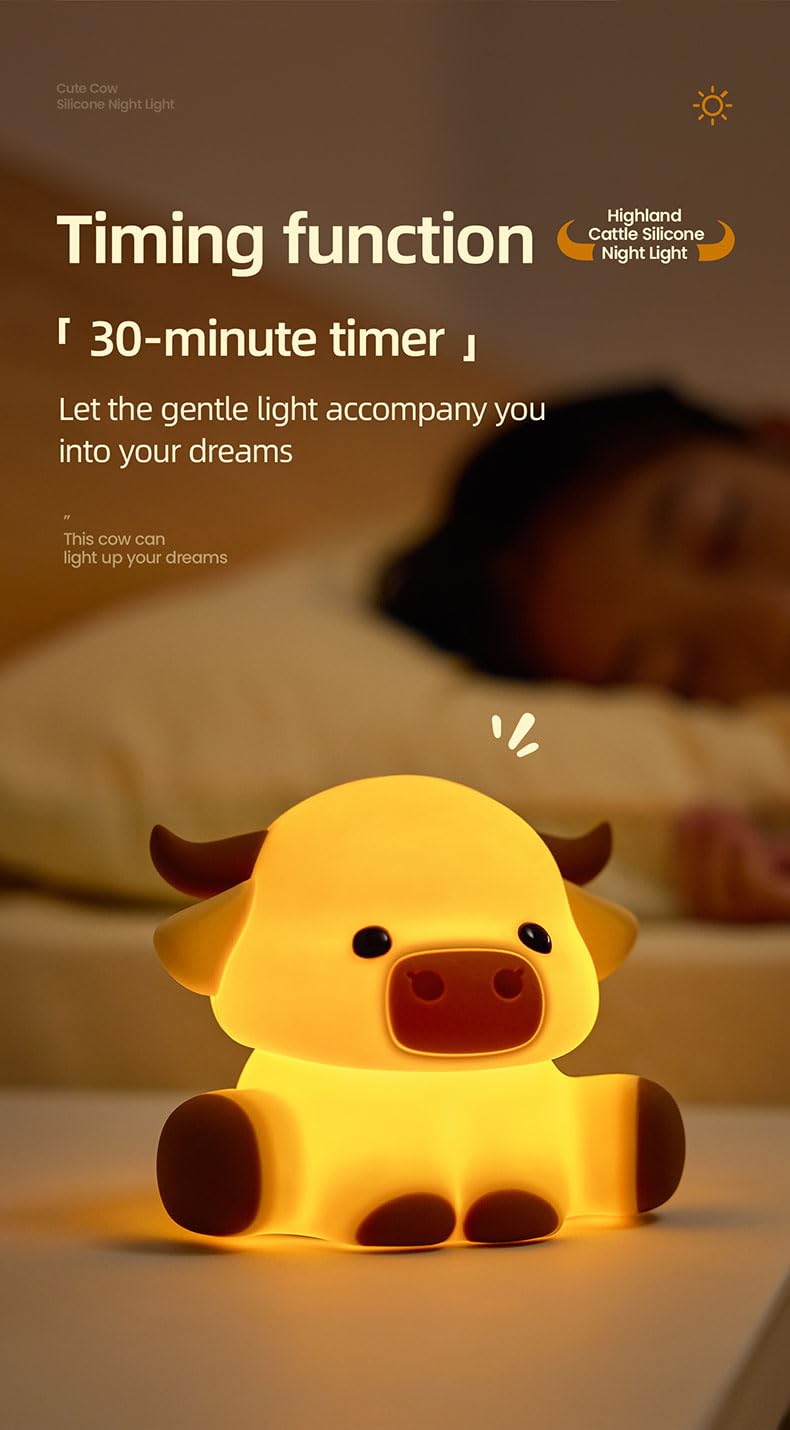 KidoYean Highland Cow Night Light silicone texture close-up