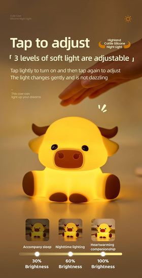KidoYean Highland Cow Night Light dimmed for cozy night ambience