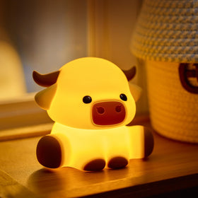 KidoYean Highland Cow Night Light front view with soft ambient glow