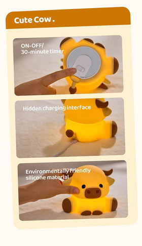 KidoYean Highland Cow Night Light BPA-free silicone safety
