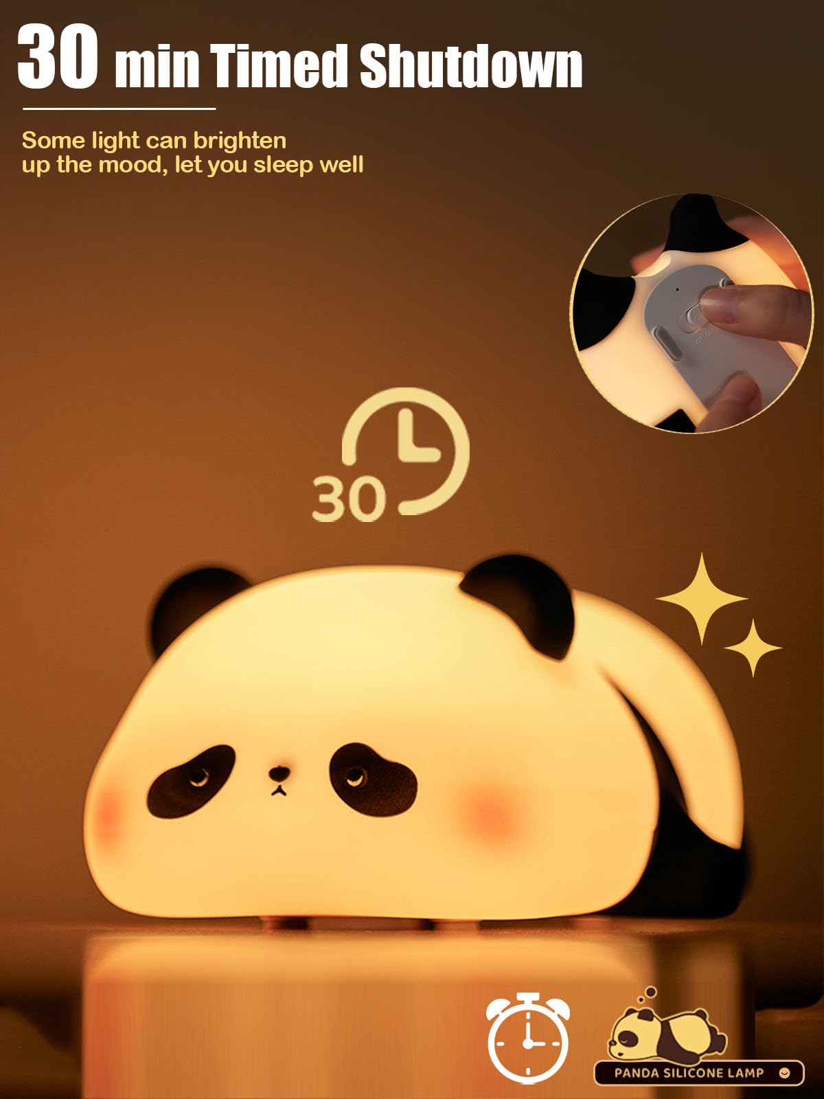KidoYean Panda night light battery close-up highlighting rechargeable 1200mAh power.