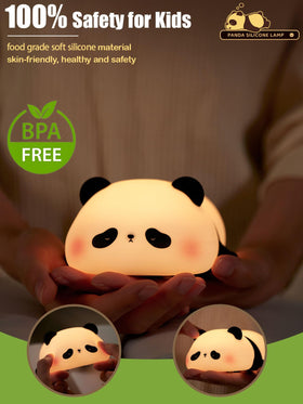 KidoYean Panda night light material close-up emphasizing BPA-free silicone softness.