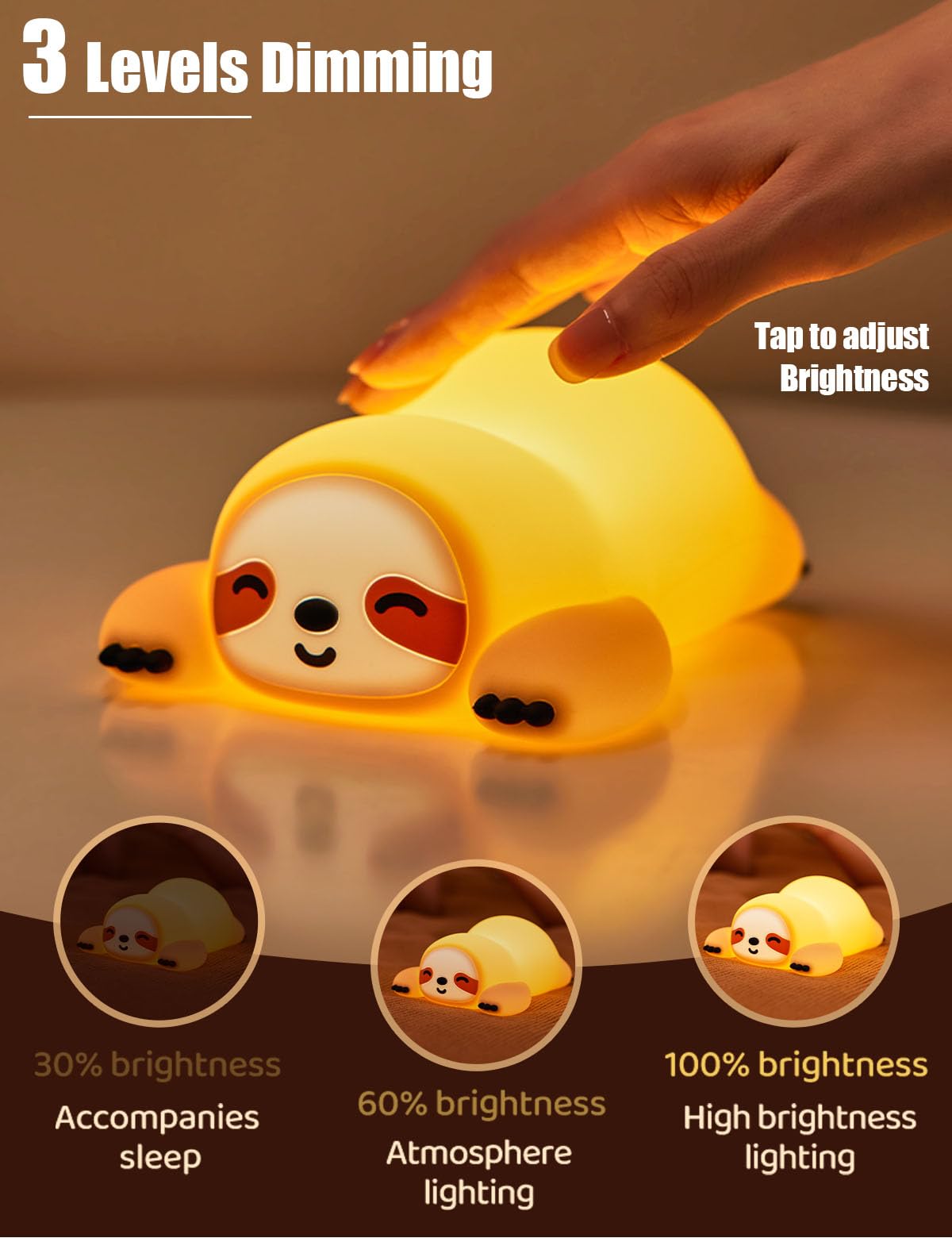 KidoYean sloth night light dimmable control to set cozy ambiance