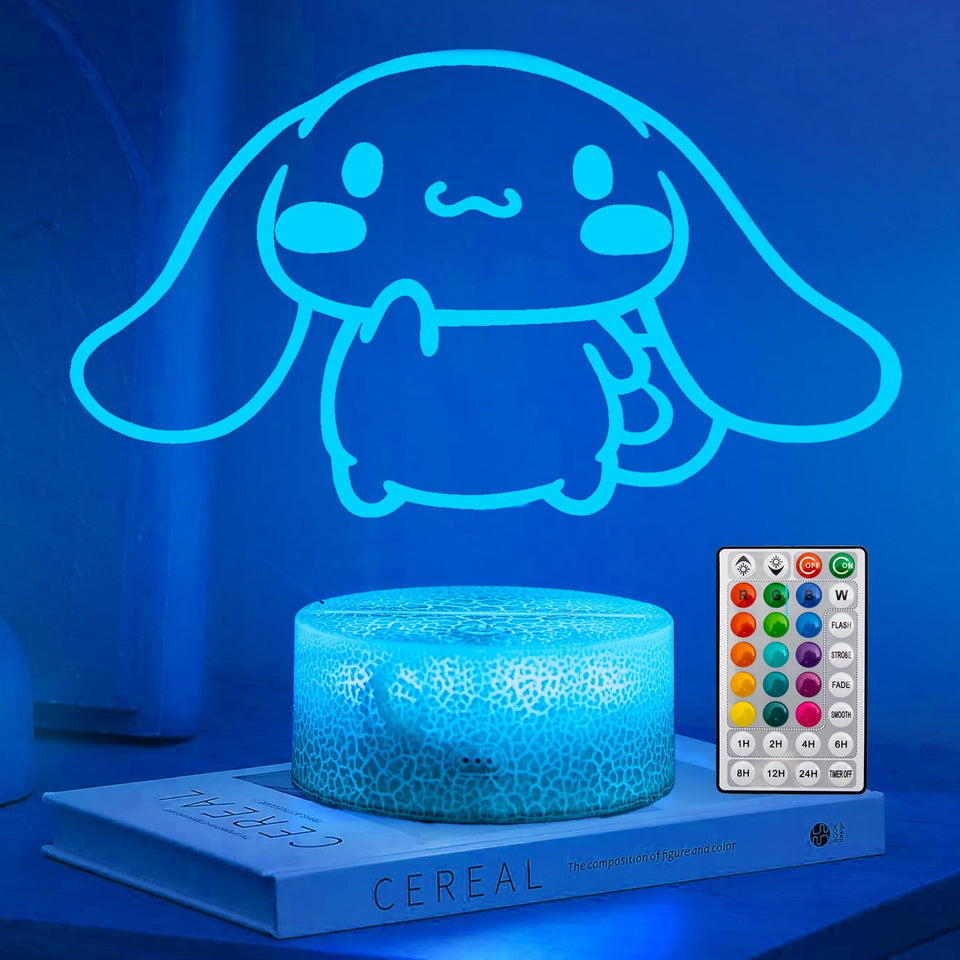 KIEAL 16-color cartoon night light with 3D illusion base for kids' rooms