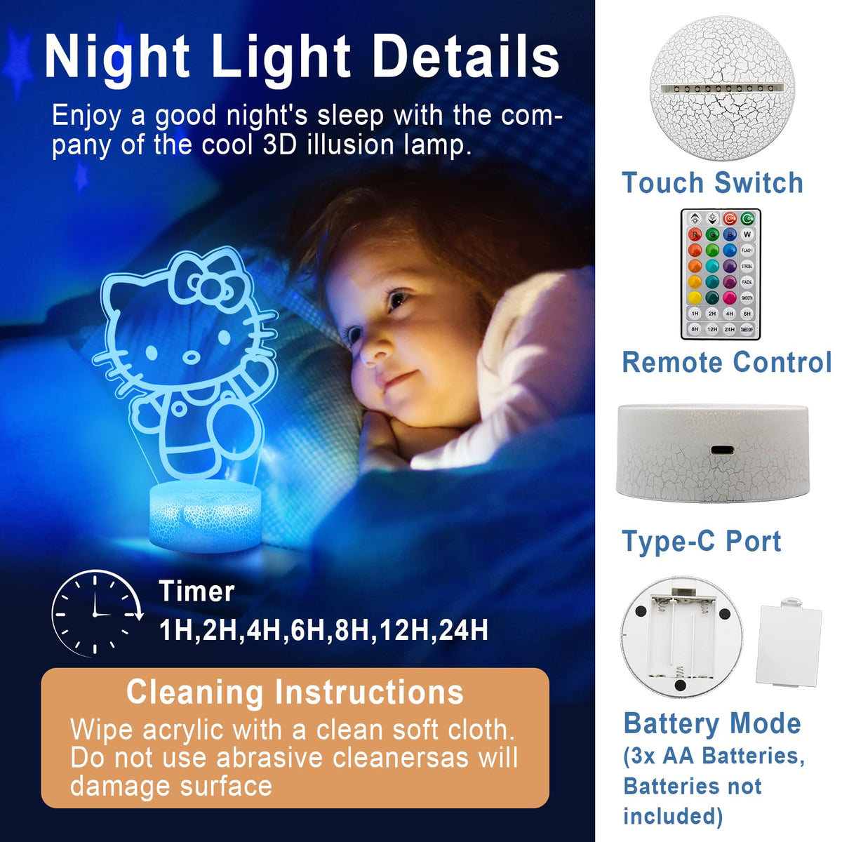 KIEAL Dimmable Night Light with adjustable glow for cozy evenings