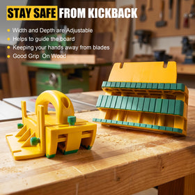 Kiahao push block with precision adjustment enables narrow rip cuts.