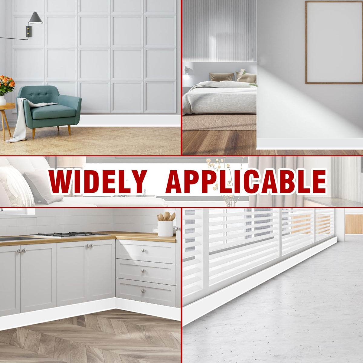 Kikerike baseboard features seamless edge for a professional finish