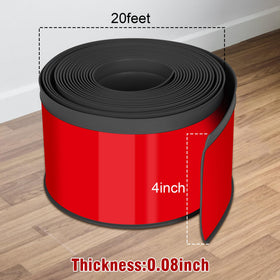 Kikerike baseboard molding adhesive-back close-up showing secure attachment.