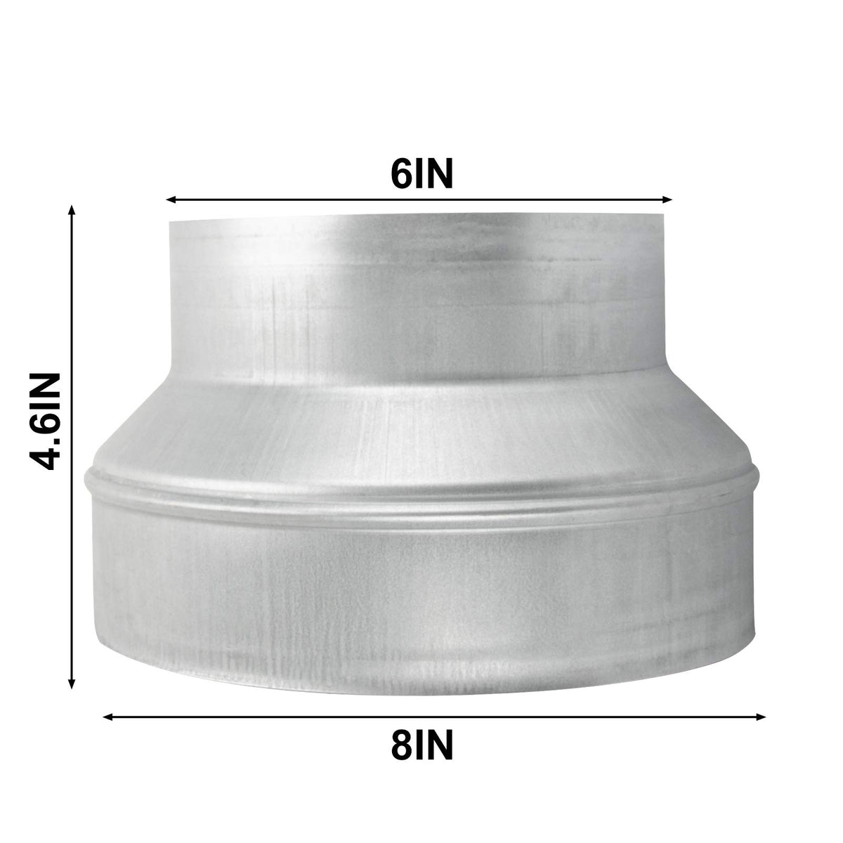 Kikerike round metal duct adapter shown for bathroom ventilation installations.