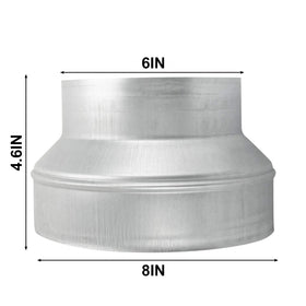 Kikerike round metal duct adapter shown for bathroom ventilation installations.