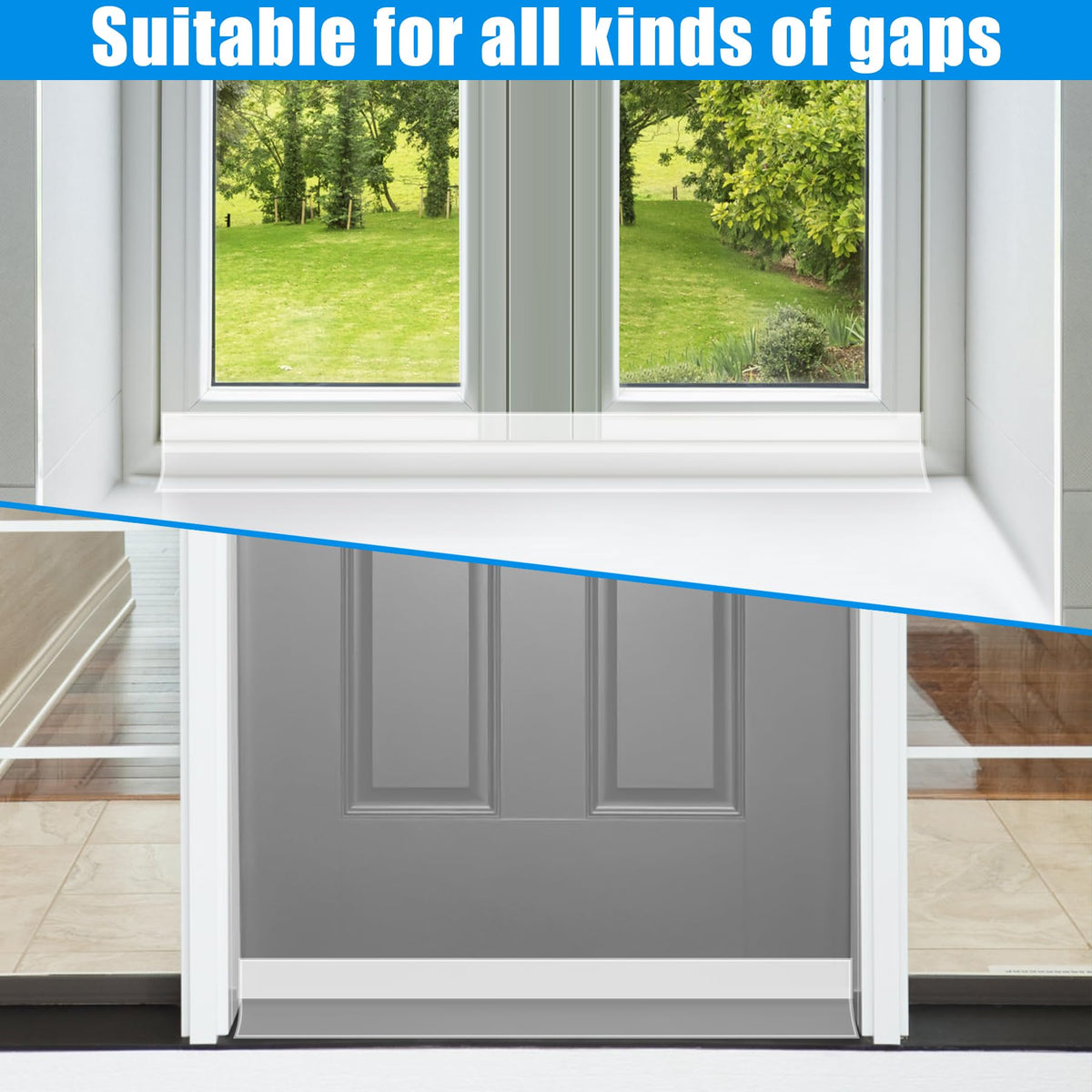 Kikerike weather stripping covers multiple openings for doors and windows.