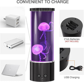 Gentle water current motor animates two jellyfish for lifelike glow.