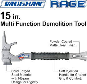 Kilimanjaro Vaughan 15 Inch Demolition Tool nail-puller enables easy nail removal.