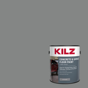 KILZ 1-Part Epoxy Floor Paint slate-gray closeup shows a durable satin finish for concrete.