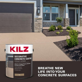 KILZ Decorative Concrete Coating demonstrates slip-resistant finish on a walkway