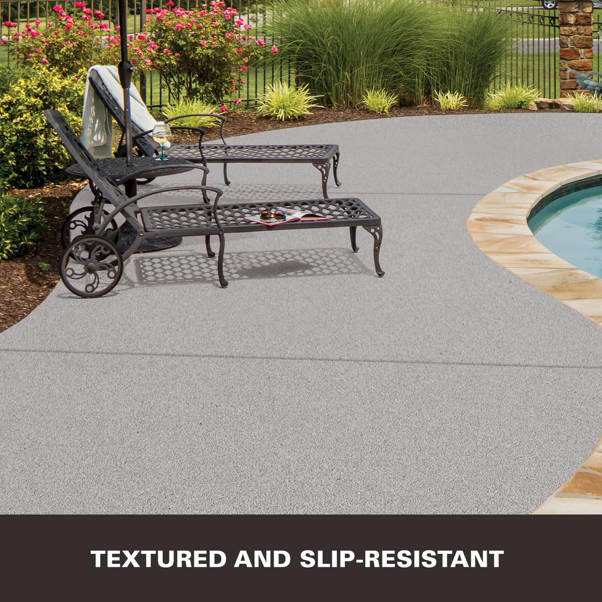 KILZ Decorative Concrete Coating speckled driveway look with durable, weather-ready surface.