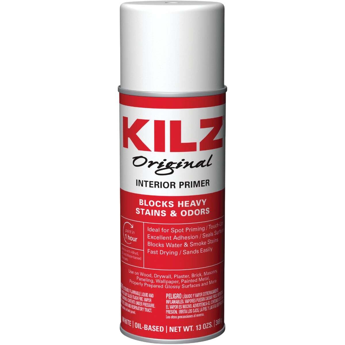 Kilz Original Primer 13 oz kit beside completed room prep