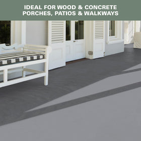 Porch floor being coated with durable enamel for outdoor use.