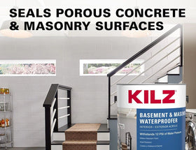 KILZ Premium Primer preps uncoated surfaces for stronger waterproofing adhesion.