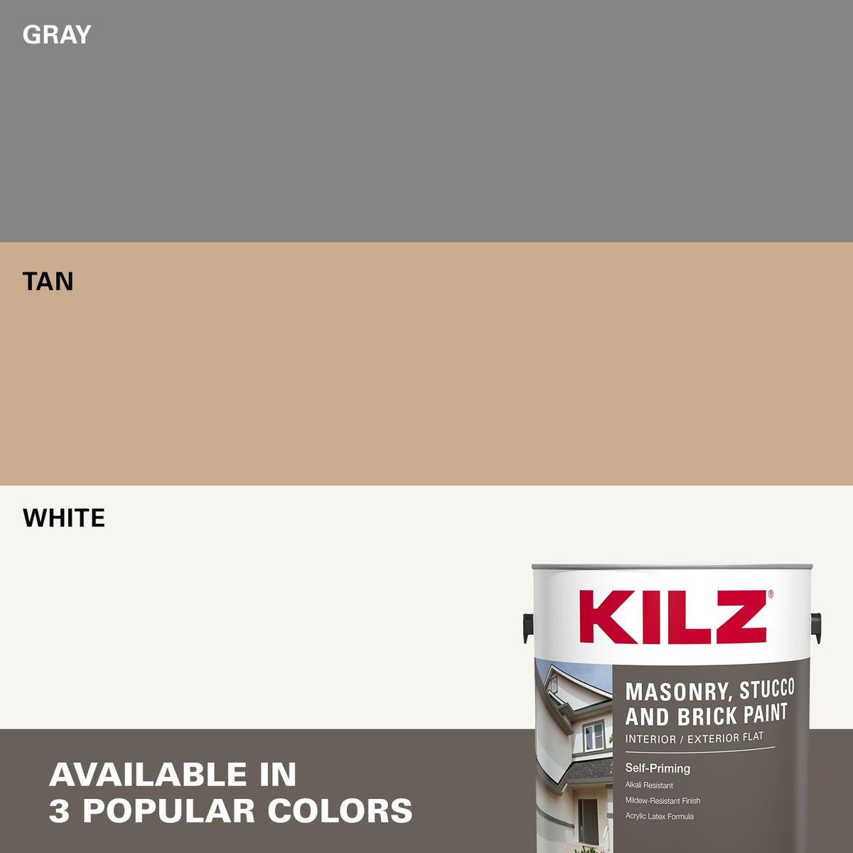 KILZ paint brushed on rough masonry providing edge control
