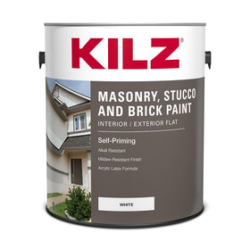 KILZ self-priming masonry paint on brick with durable flat finish