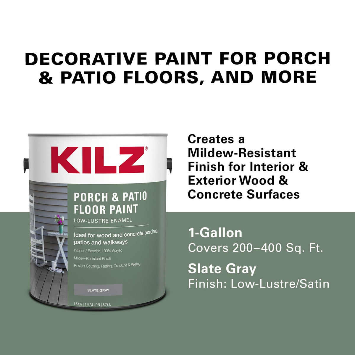 Slate-gray swatch shows the subtle low-lustre finish and color.