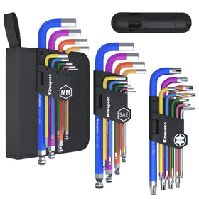 Kimapeso Allen key set with ball-end tilt reaches tight screws in electronics.