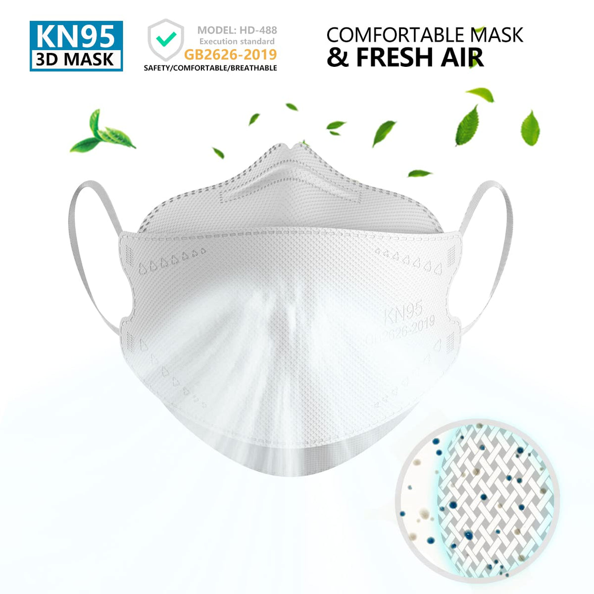 KIMARS KN95 3D fit contours to the face for snug wear.