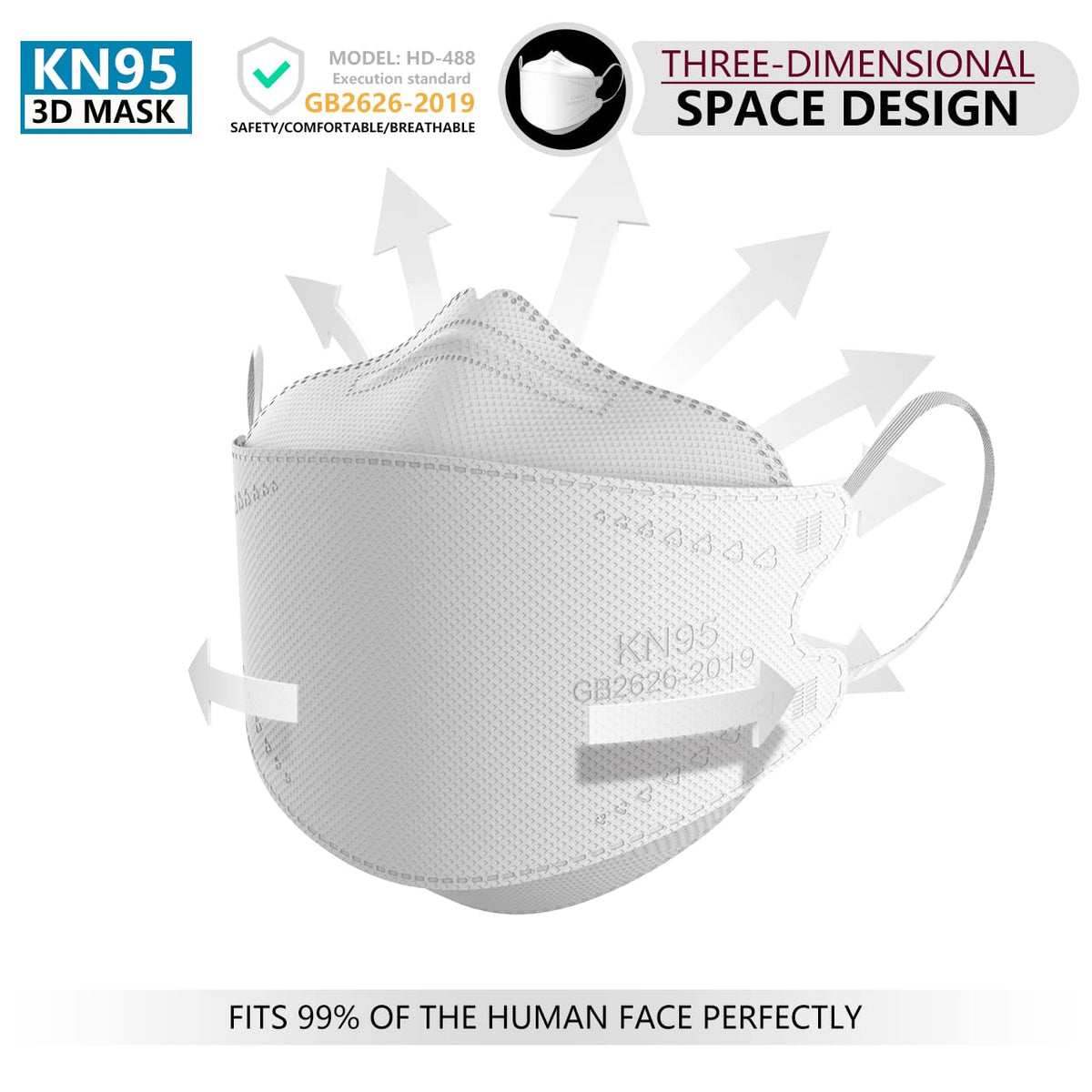 KIMARS KN95 with adjustable nose clip for a secure seal.
