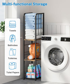 KIMBORA Narrow Towel Storage in a bathroom corner, assembled and ready to organize