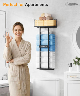KIMBORA open-tiers promote quick drying and tidy towels daily.