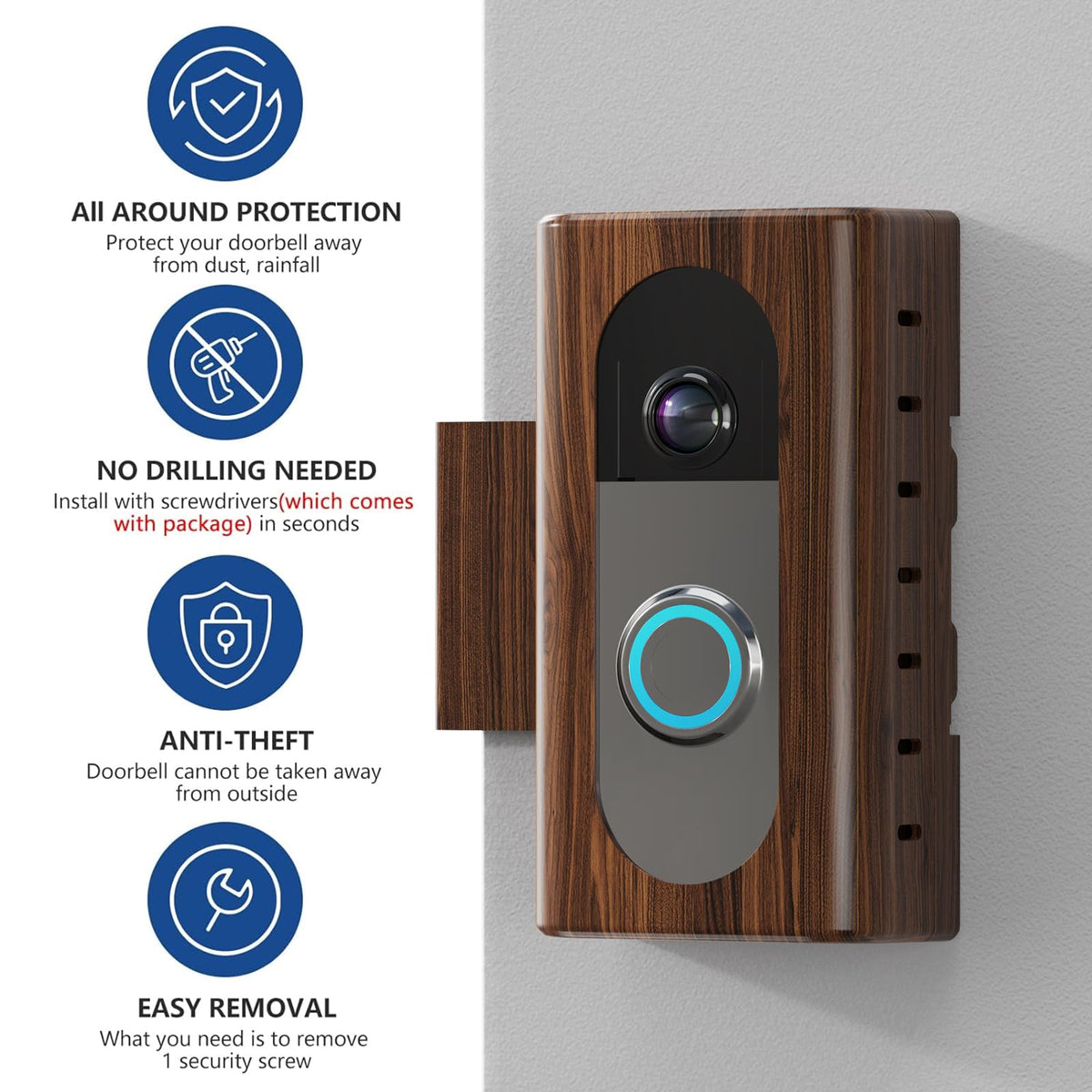 KIMILAR doorbell mount close-up showing fixed clip and secure fit