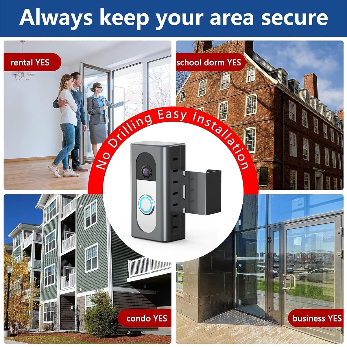 KIMILAR compatibility with Ring and Blink doorbells showcased in the image set.