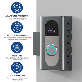 KIMILAR mount illustrating door thickness range compatibility for secure mounting.
