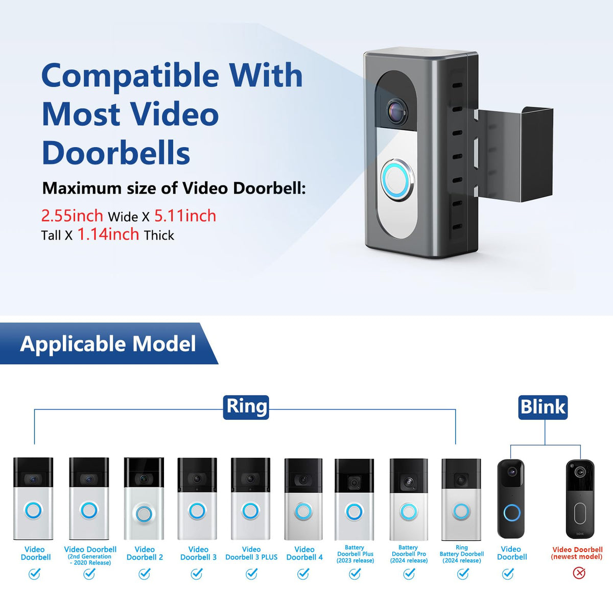 KIMILAR anti-theft doorbell mount side view highlighting slim protective shell.