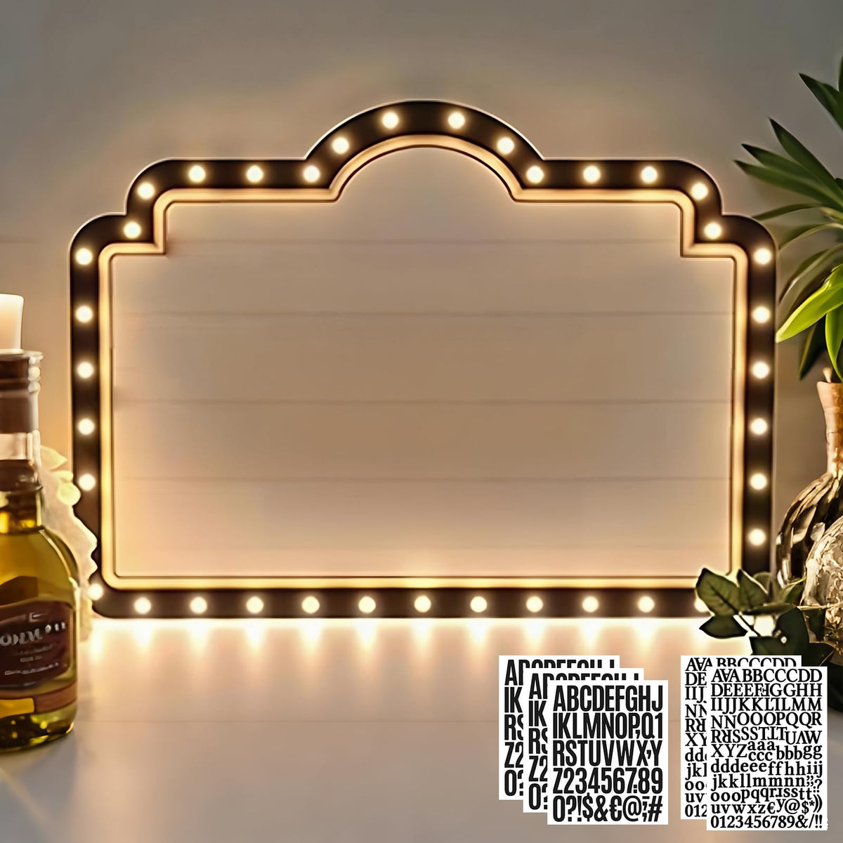 KiMineon 20IN wedding bottle service sign front view with vibrant LED lighting.