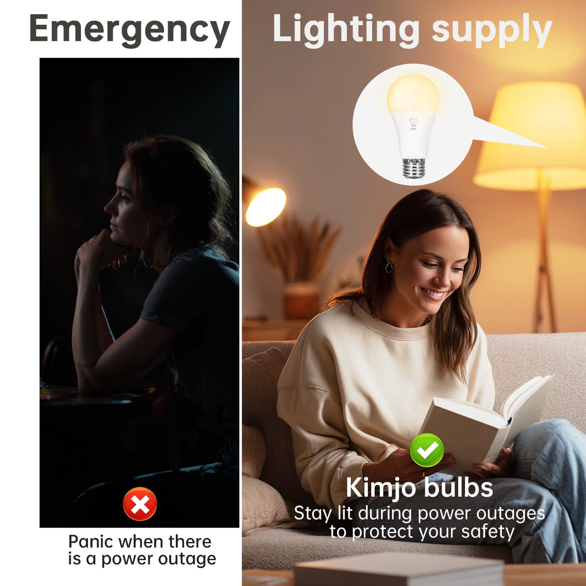 Kimjo emergency lighting active during outage scenario