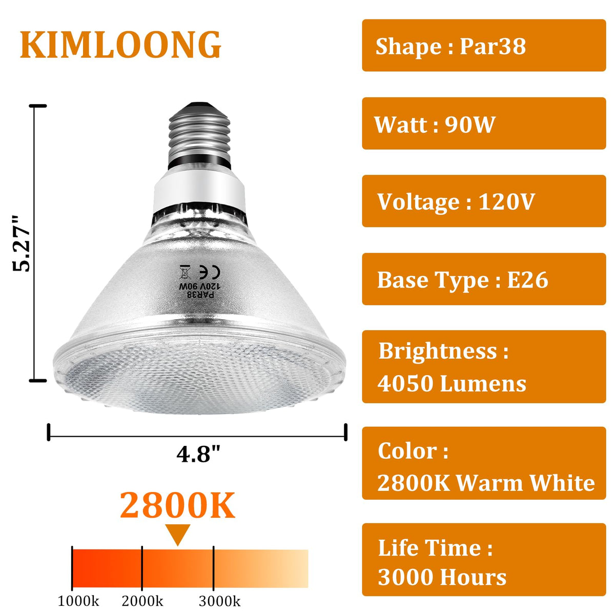 KIMLOONG PAR38 long-life, mercury-free halogen bulbs
