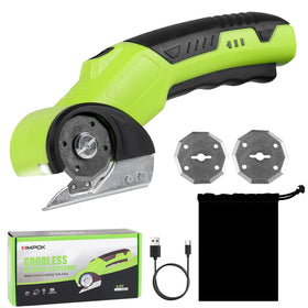 KIMPOK electric scissors and cardboard cutter in use, boosting recycling efficiency.