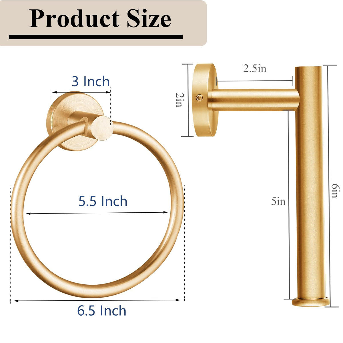 Kinbrace 180-degree swivel towel ring for easy reach